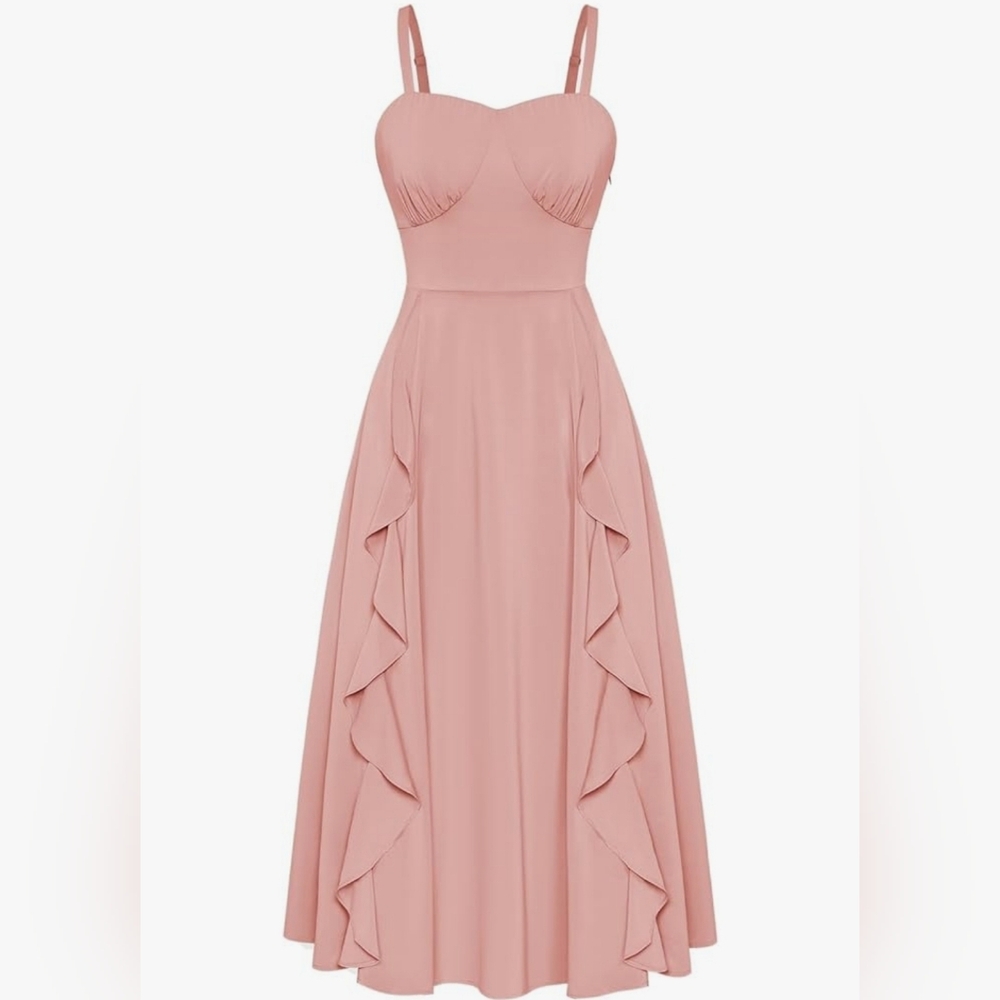 Belle Poque 2XL Sun Dresses for Women 2025 Boho Midi Dresses Casual Spaghetti